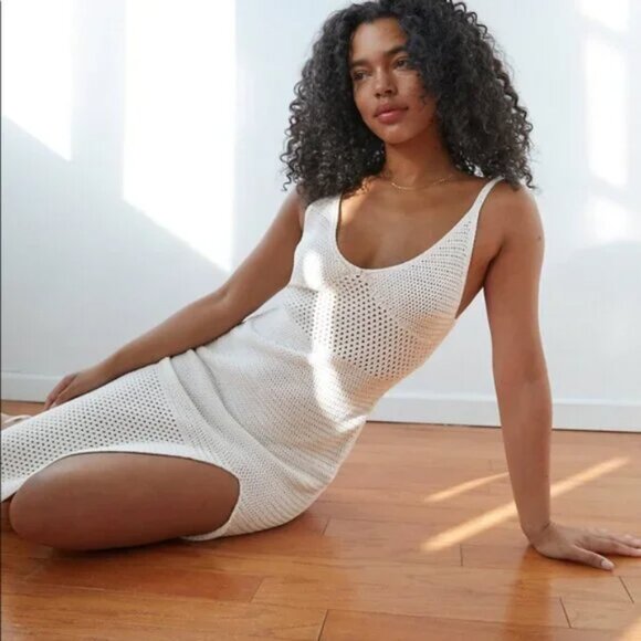 Aritzia Wilfred Evie Crochet Midi Dress Sage Pale Green Size Small - Picture 2 of 11